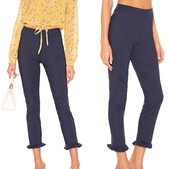 🆕 Superdown Josephine Ruffle Pants in Navy - Picture 1 of 8